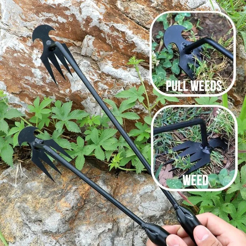 Grass Seed Spreader - 2-in-1 Gartenrechen: Manueller Saatgut- und Wurzelentferner,