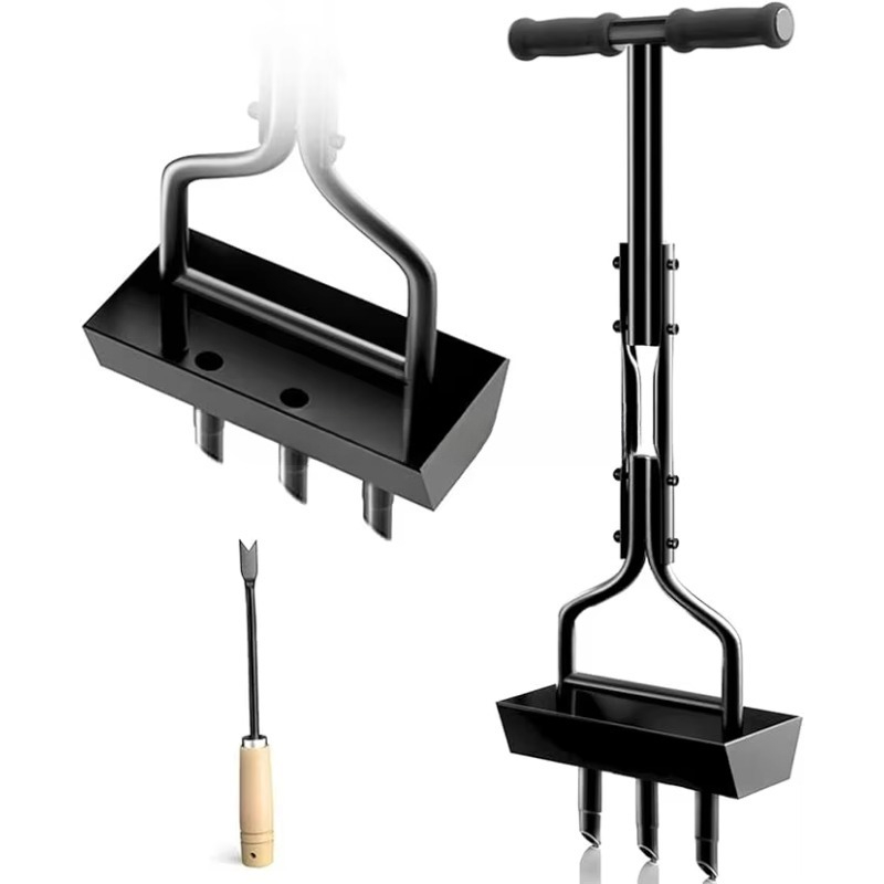 Gardening Tools Storage - Manueller Rasenbelüfter, Kernentlüfter, Rasenbelüftungswerkzeug mit Bodenkern-Auffangschale